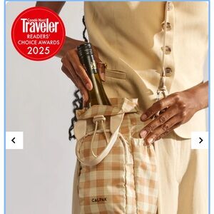 Calpak Beige Plaid Crossbody Water Bottle Holder